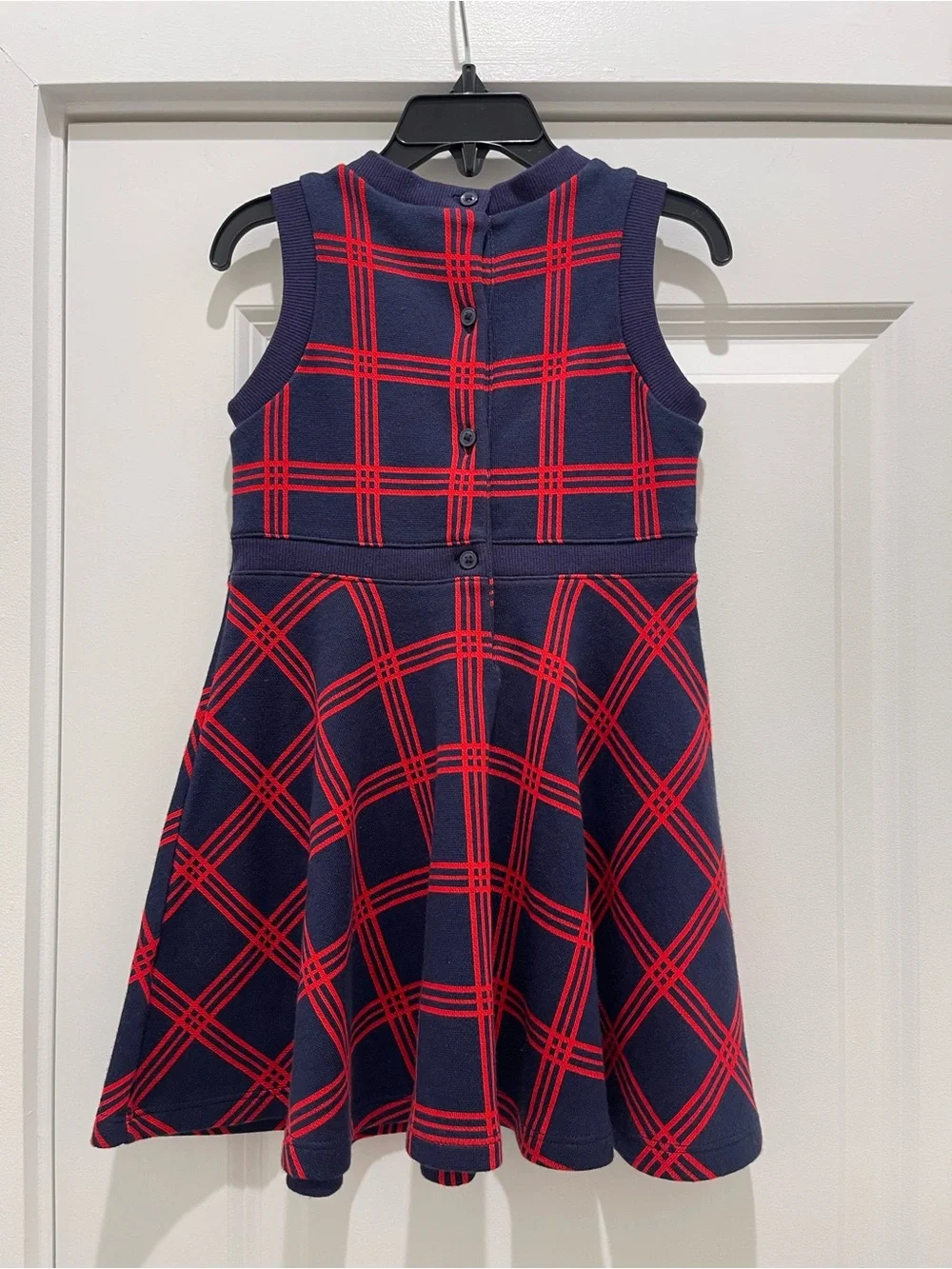 Janie & Jack Jacquard Windowpane Dress NWT Size 3T Plaid Christmas Navy Red